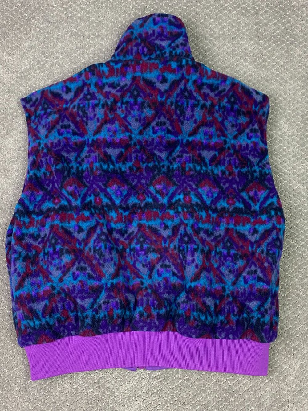 Vintage Columbia Vest Womens XL Purple Reversible Fleece Aztec Southwestern 90s - Picture 2 of 11